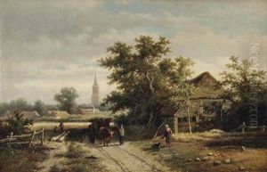 An Ox-drawn Cart On A Country Path