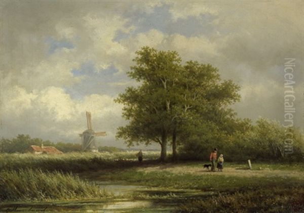 Hollandische Sommerlandschaft Mit Windmuhle - view 1
