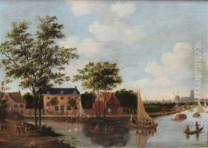 Het Zwanenwater Bij Rotterdam Met Gezicht Op De Stad Vanuit Het Noorden