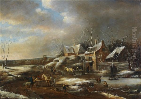 A Winter Landscape With Figures On A Path - view 1