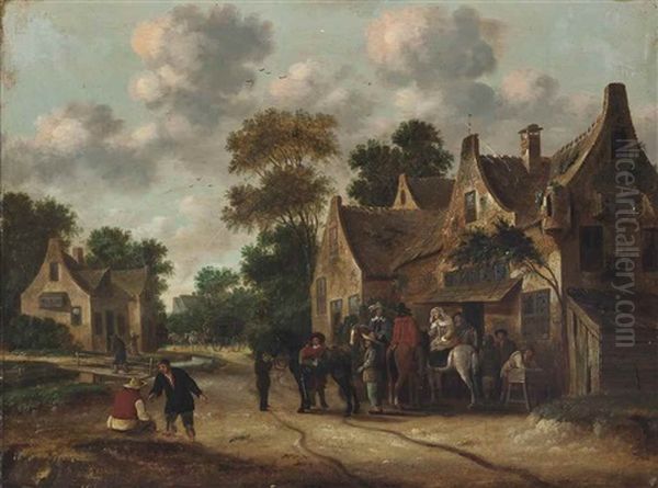 A Hunting Party Before An Inn - view 1