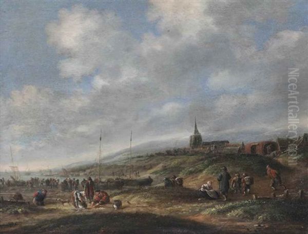 A View Of Katwijk With Numerous Figures On The Beach - view 1