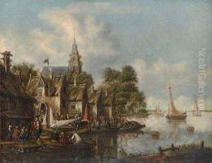 Villageois Au Bord D'une Riviere