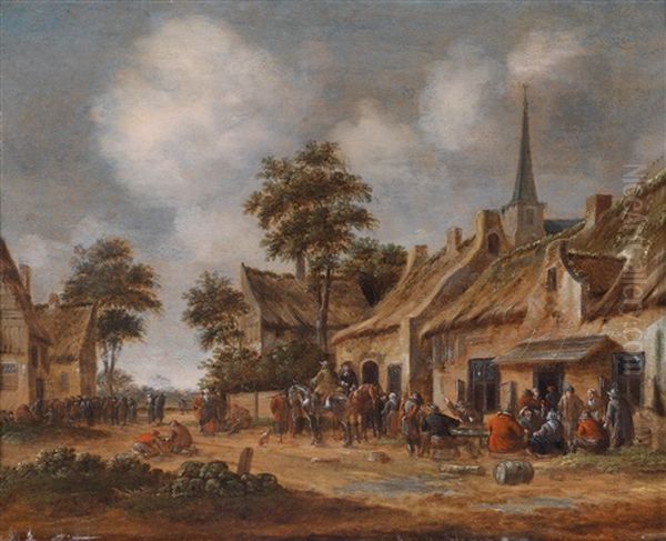 Dorfstrase Mit Feiernden Bauern - view 1