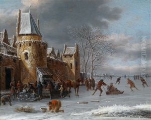 Ein Paar Kanallandschaften, Sommer Und Winter (pair)