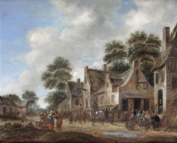 Peasants Drinking Before A Country Inn; And Horsemen Before A Country Inn (pair) - view 1