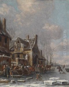 Winterlandschaft Mit Eislaufern by Thomas Heeremans