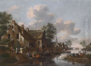 Ene Stadt Am Ufer Eines Flusses