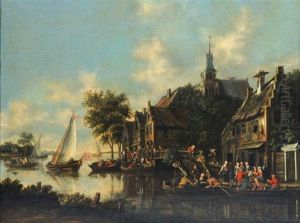 Scene De Village Au Bord Du Fleuve: L'embarcadere