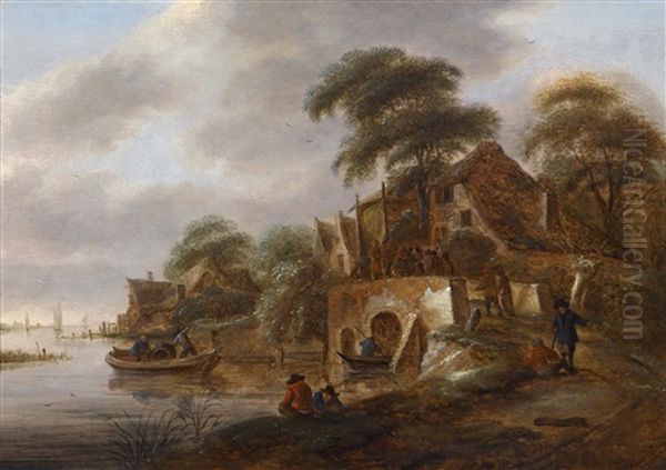 Flusslandschaft Mit Anglern - view 1