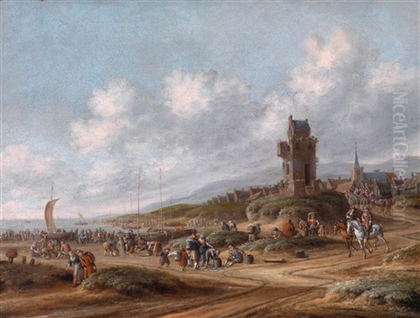 Blick Auf Egmond-aan-zee Mit Belebten Stand - view 1