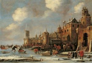 Eisvergnugen Vor Einer Stadtmauer by Thomas Heeremans