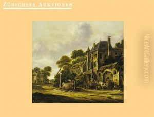 Dorfherberge An Einer Landstrasse Mit Figurenstaffage Dorfherberge An Einer Landstrasse Mit Figurenstaffage