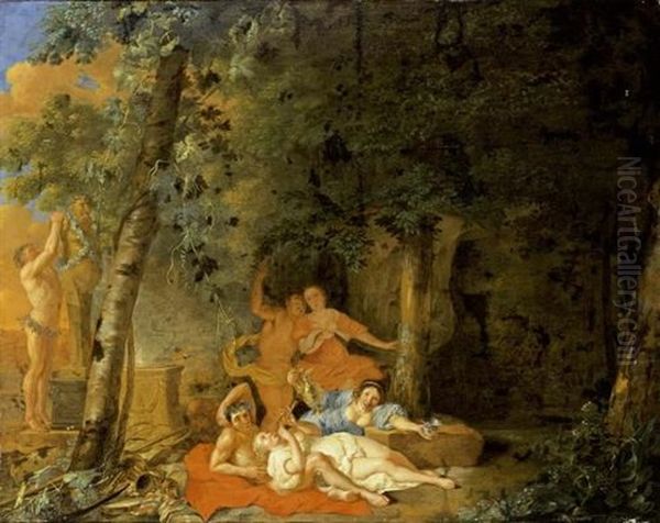 A Village Scene With Horsemen Halting Near An Inn And Other Figures Drinking Around Tables And In The Street - view 1