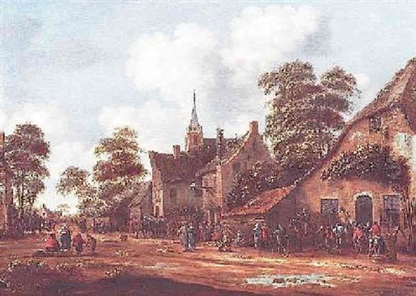 Landvolk Auf Der Strase Eines Hollandischen Dorfes - view 1