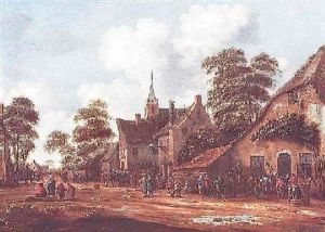 Landvolk Auf Der Strase Eines Hollandischen Dorfes by Thomas Heeremans