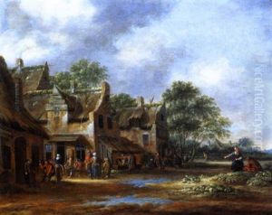 Feiernde Bauern In Einem Dorf