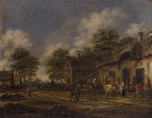 Belebte Dorfstrase
Belebte Dorgstrase Mit Einem Wirtshaus Vorne Rechts, Vor Dem Reiter Halt Machen by Thomas Heeremans