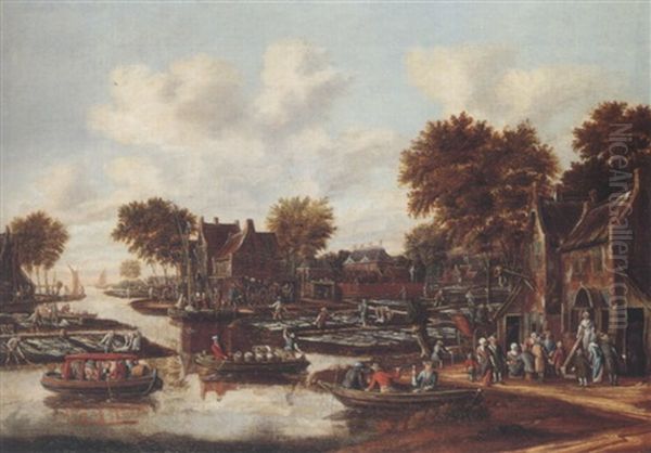 A Village And Bleaching Grounds On The Banks Of A River - view 1