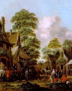 Rastende Reiter In Einem Dorf by Thomas Heeremans