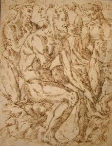 Male Nude Figure Study by Baccio Bandinelli