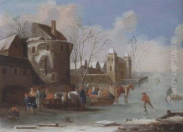 Winterlandschaft Mit Zugefrorenem Kanal - view 1