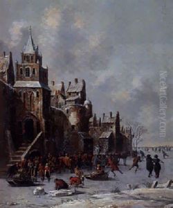 Schlittschuhlaufer Vor Der Stadt Schlittschuhlaufer Vor Der Stadt