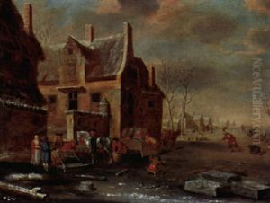 Weiler An Einem Zugefrorenen Kanal by Thomas Heeremans