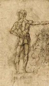 A Standing Male Nude, Seen From Behind, And A Profile Of A Man by Baccio Bandinelli