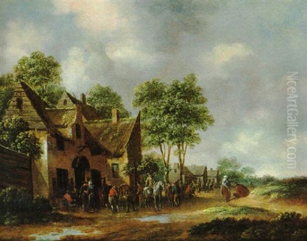 Bauern Und Reiter Auf Einer Dorfstrase - view 1