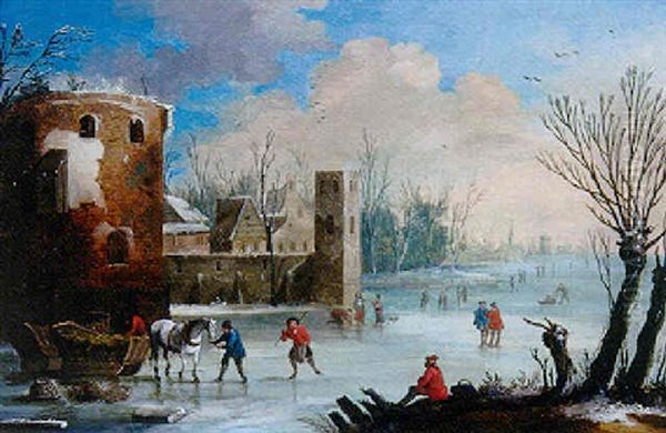 Paysage D'hiver Avec Des Patineurs - view 1