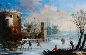 Paysage D'hiver Avec Des Patineurs Paysage D'hiver Avec Des Patineurs
