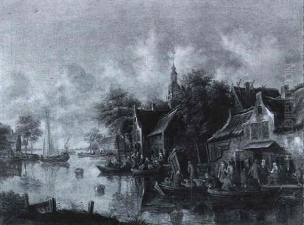 Paysage Fluvial Avec Personnages - view 1
