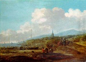 Fishermen On The Beach At Katwick by Thomas Heeremans