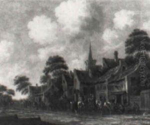 Travellers In Front Of A Tavern by Thomas Heeremans