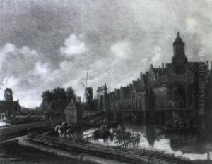 View Of The Haarlempoort, Amsterdam, With Townsfolk In Boats View Of The Haarlempoort, Amsterdam, With Townsfolk In Boats