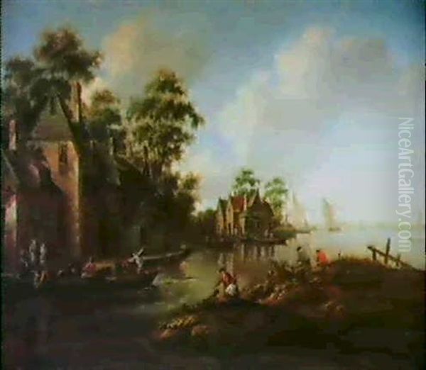 Ein Dorf Am Fluss Mit Booten - view 1