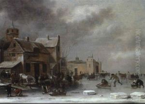 Patineurs Pres D'un Village by Thomas Heeremans