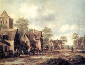Eine Dorfstrase Mit Vielen Figuren by Thomas Heeremans