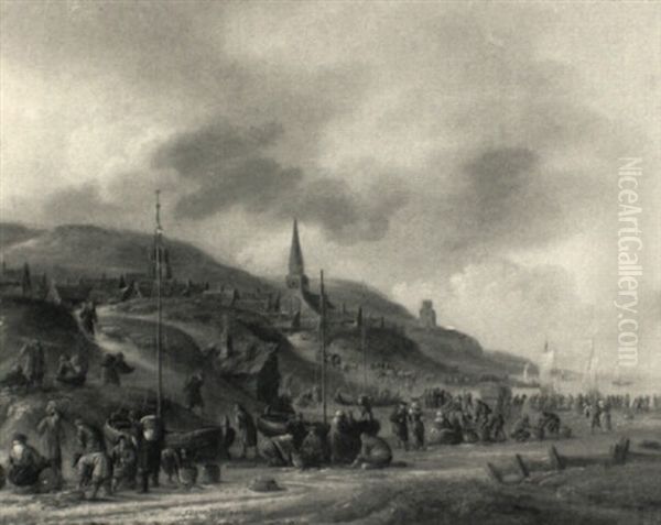Fishermen Unloading Their Catch On The Beach At Terheide - view 1