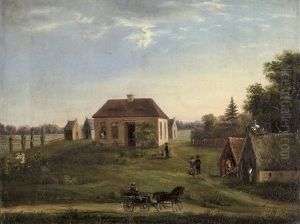 Das Rittergut Barchnau Bei Stargard Im Vordergrund Wilhelm Theodor V Schulenburg Im Zweispanner; Ansicht Des Dessauer Palais, In Dem Friedrich Wilhelm Viii (2 Works) by Minna Heeren