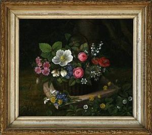 Flowers In A Basket by Ida Marie Margrethe Heerfordt
