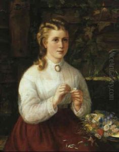 Portraet Af Pige Med Blomster