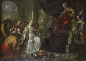 Drottningen Av Saba Infor Kung Salomo by Hendrik Heerschop