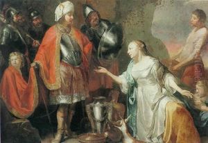 Abigail Offering Food And Drink To David by Hendrik Heerschop