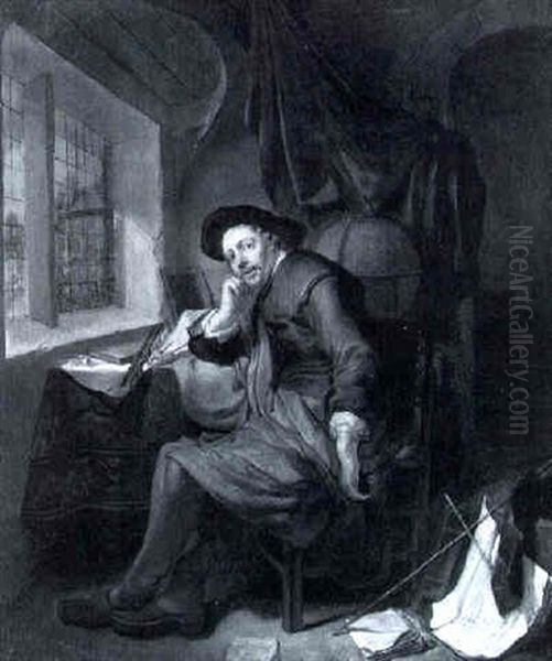 A Scholar Seated At His Writing Desk In An Interior - view 1