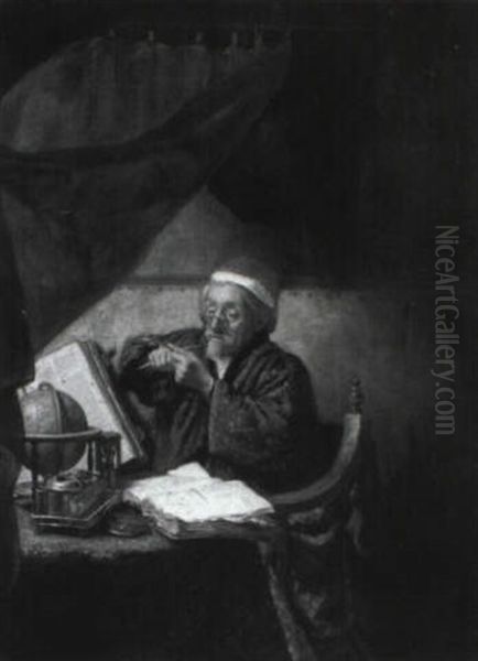 Scholar Seated At A Curtained Desk - view 1