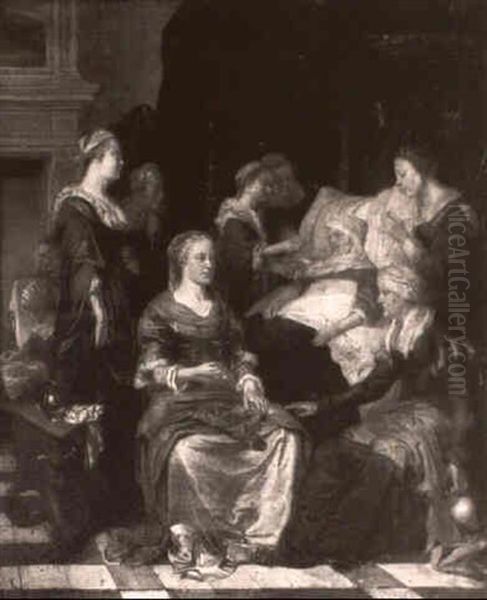 A Lady Lying In A Bed, With Others In Attendance - view 1