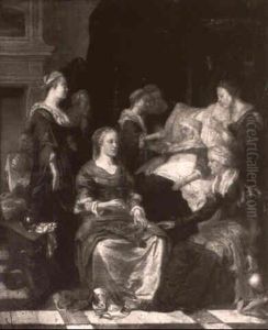 A Lady Lying In A Bed, With Others In Attendance