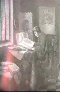 A Young Man Studying At A Table By A Window